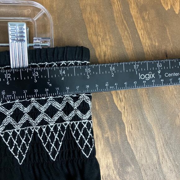 J Jill Womens Skirt Black Embroidered Elastic Waist Midi Modal Blend Small - Picture 6 of 10